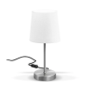 Nachttischlampe mit Kabelschalter, E14 Fassung, Lampenschirm aus Stoff, Tischlampe, Lampe, Schreibtischlampe, Tischleuchte, Bürolampe, 30,8x10cm, weiß